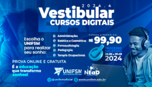 Inscrições para o vestibular dos Cursos Digitais-EaD do Centro Universitário Santa Maria vão até 30 de setembro