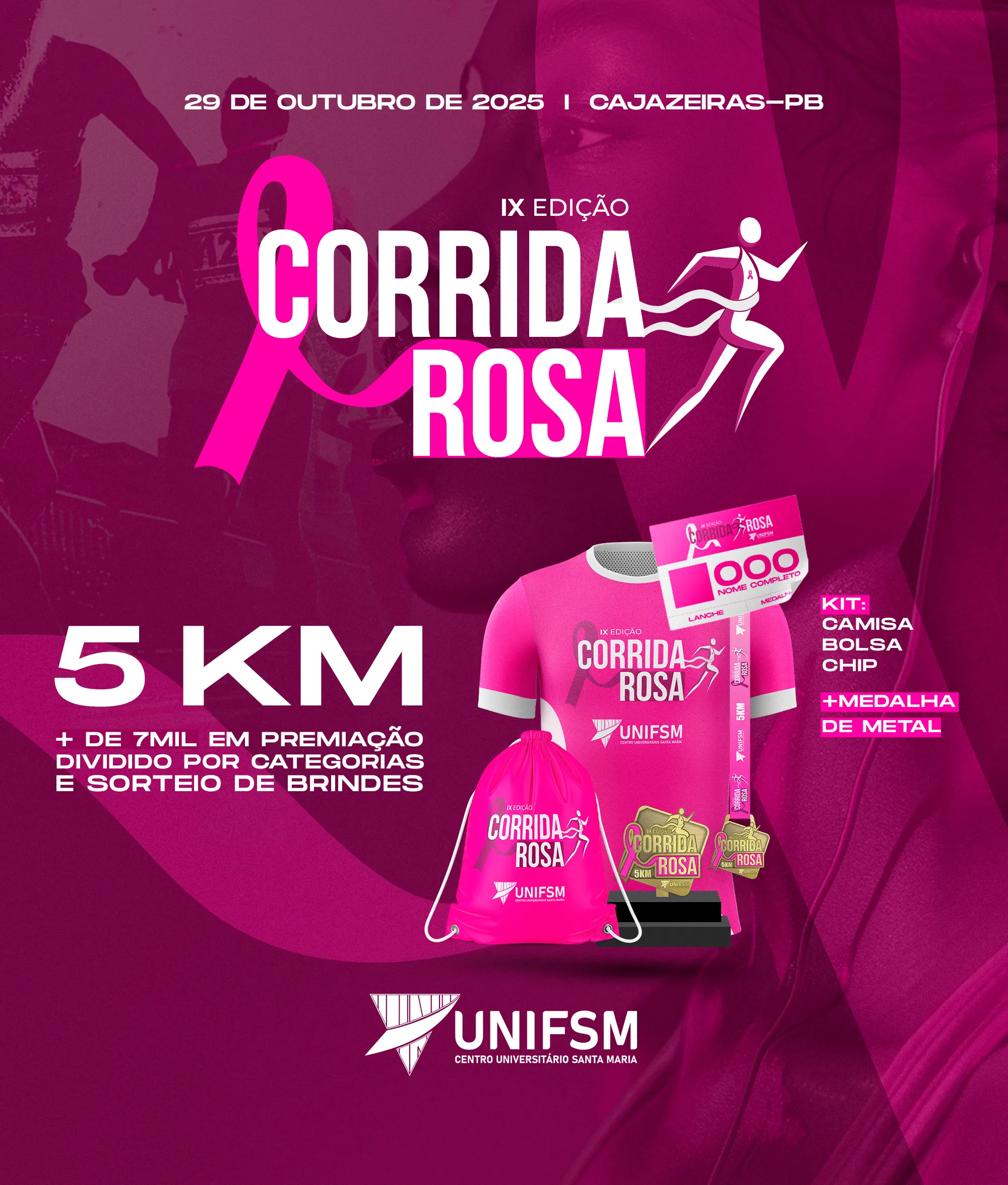 Corrida Rosa do UNIFSM chega à 9ª edição com expectativa de recorde de participantes