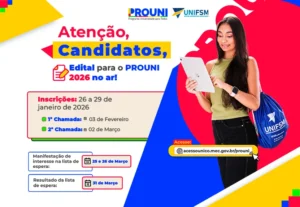 Inscrições do PROUNI 2026 estão abertas e o UNIFSM oferece vagas para diversos cursos