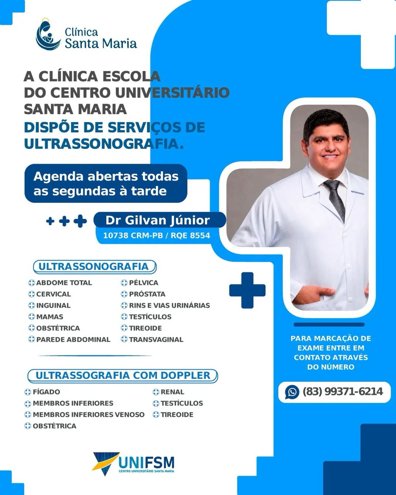 Clínica Escola Santa Maria oferece serviços de ultrassonografia para a comunidade